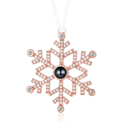 Navidad-Ornamento en forma de nieve con proyección de foto personalizada | Jessemade