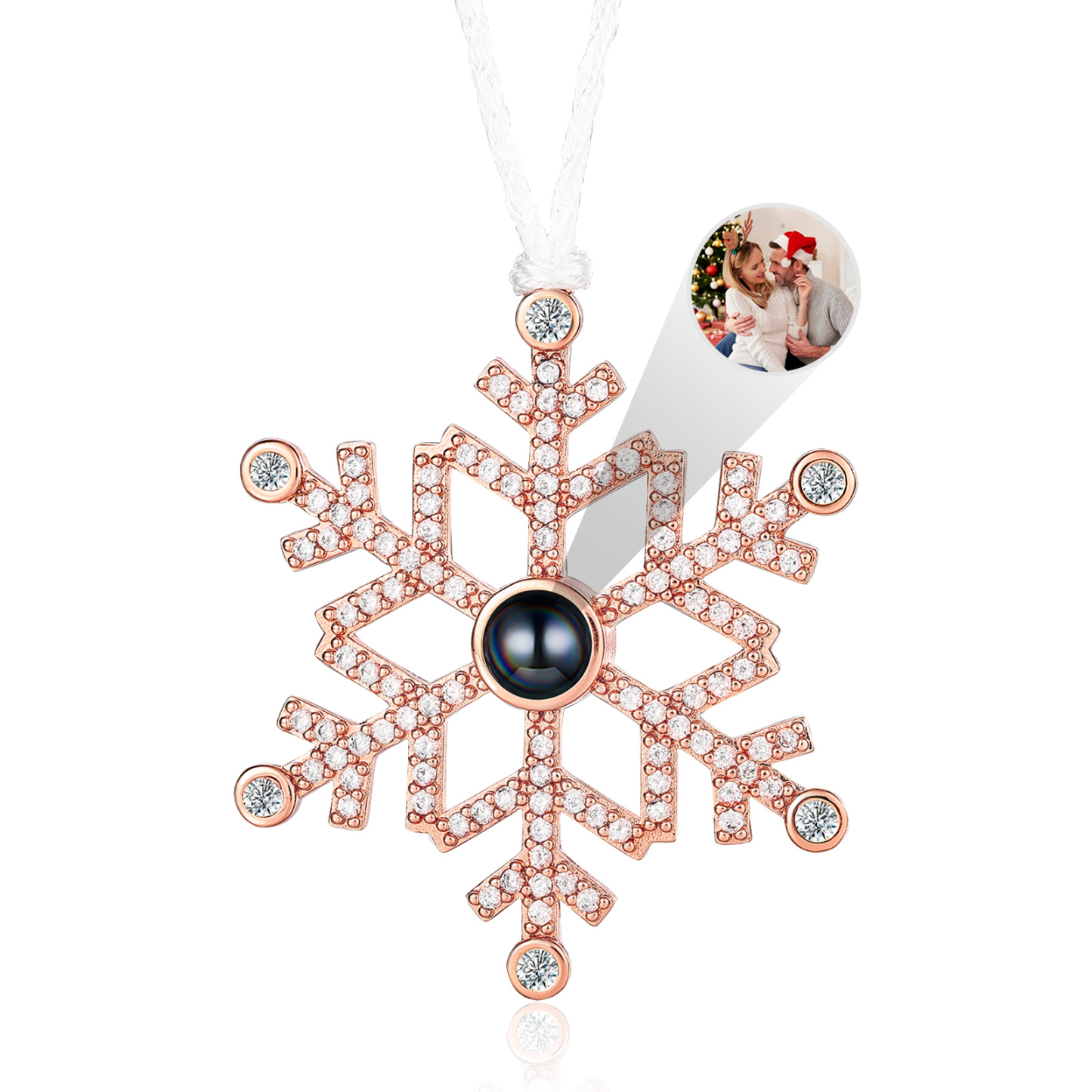 Navidad-Ornamento en forma de nieve con proyección de foto personalizada | Jessemade
