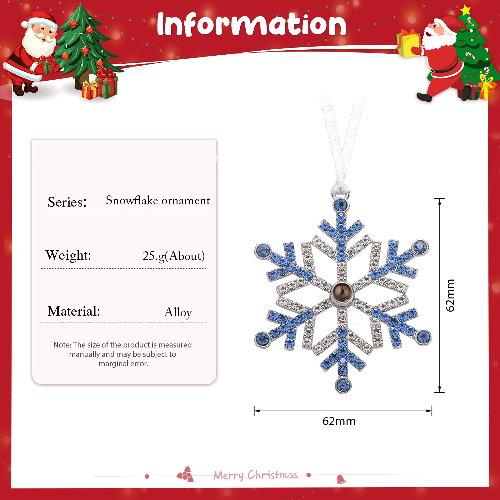 Navidad-Ornamento en forma de nieve con proyección de foto personalizada | Jessemade