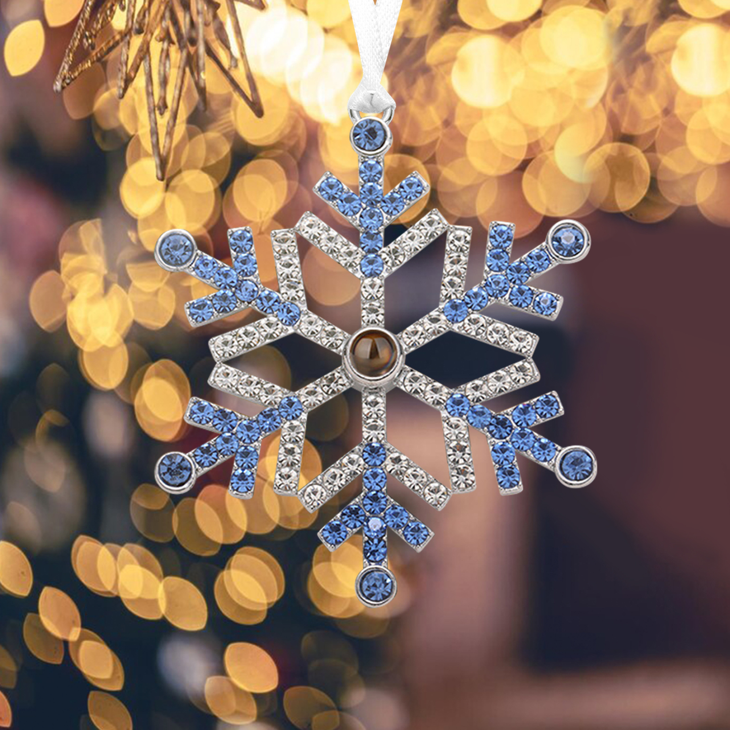 Navidad-Ornamento en forma de nieve con proyección de foto personalizada | Jessemade
