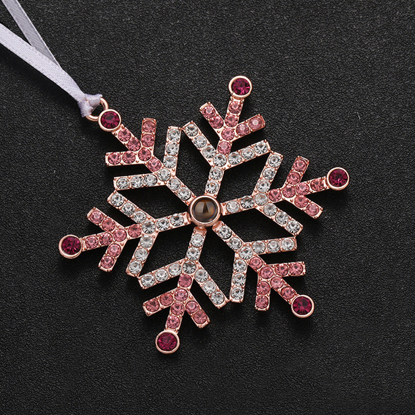 Navidad-Ornamento en forma de nieve con proyección de foto personalizada | Jessemade