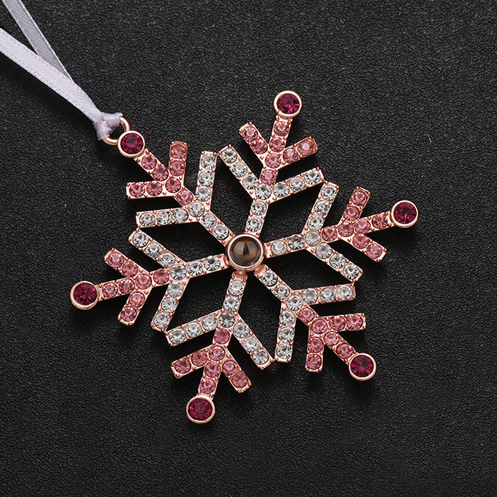 Navidad-Ornamento en forma de nieve con proyección de foto personalizada | Jessemade