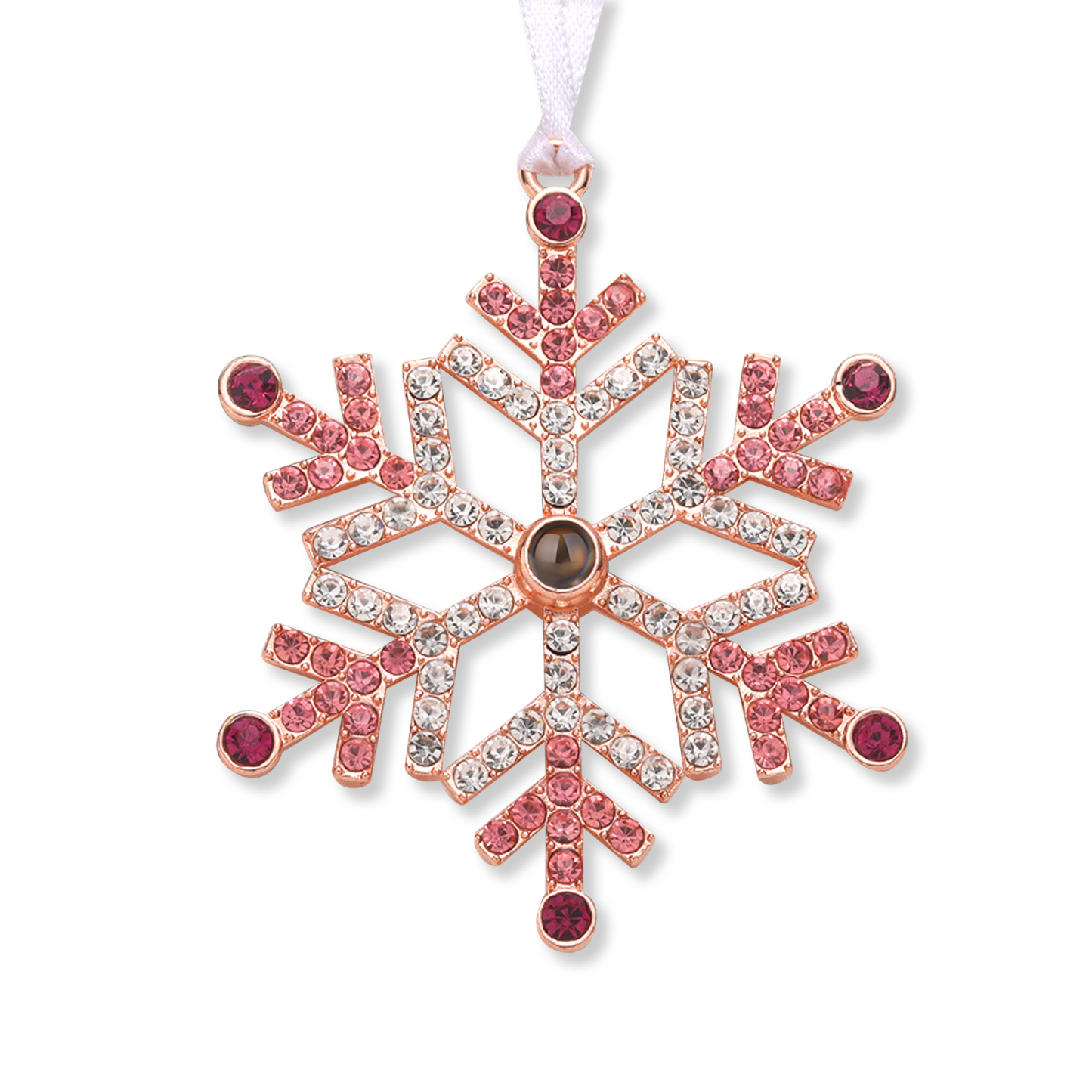 Navidad-Ornamento en forma de nieve con proyección de foto personalizada | Jessemade