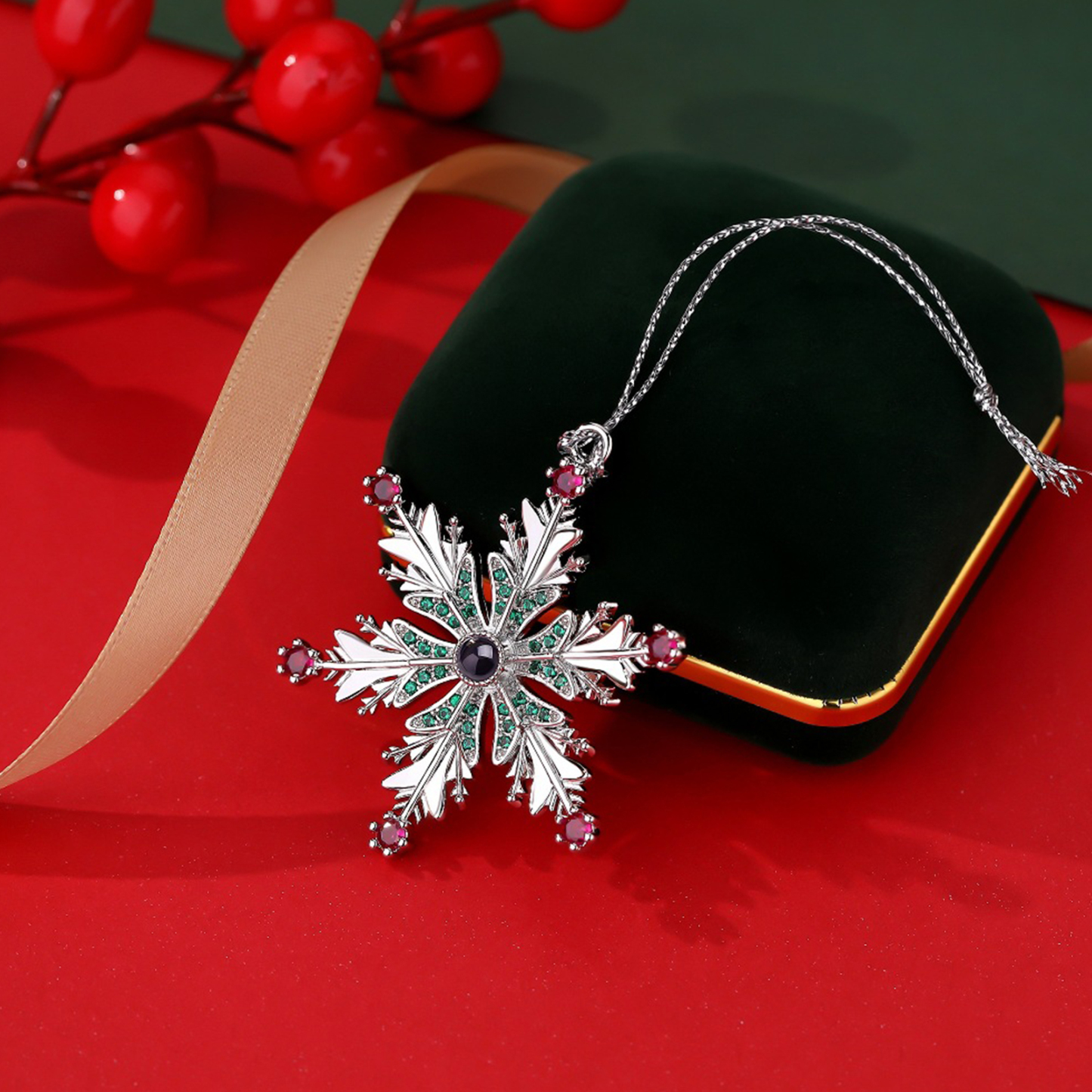 Navidad-Ornamento en forma de nieve con proyección de foto personalizada | Jessemade