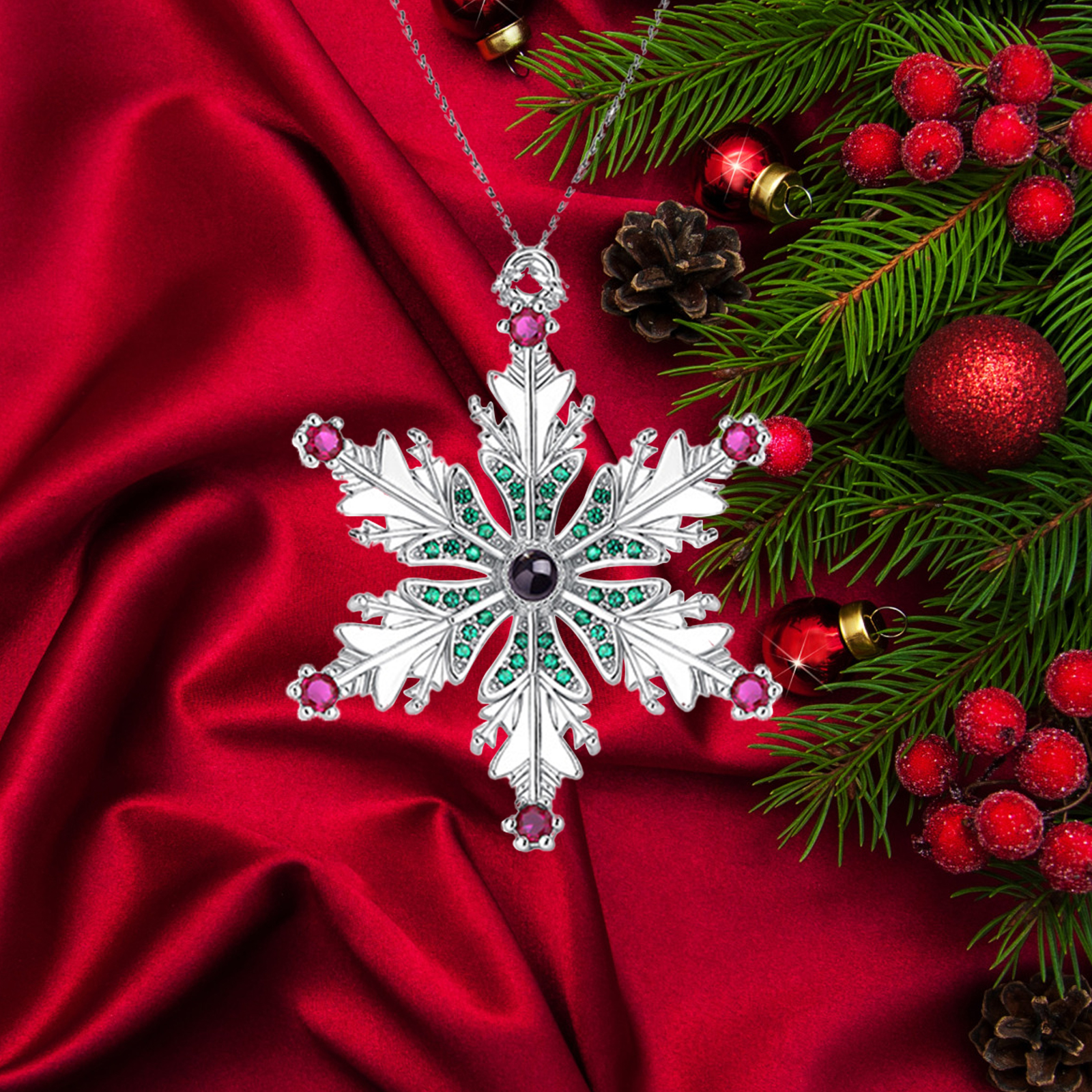 Navidad-Ornamento en forma de nieve con proyección de foto personalizada | Jessemade