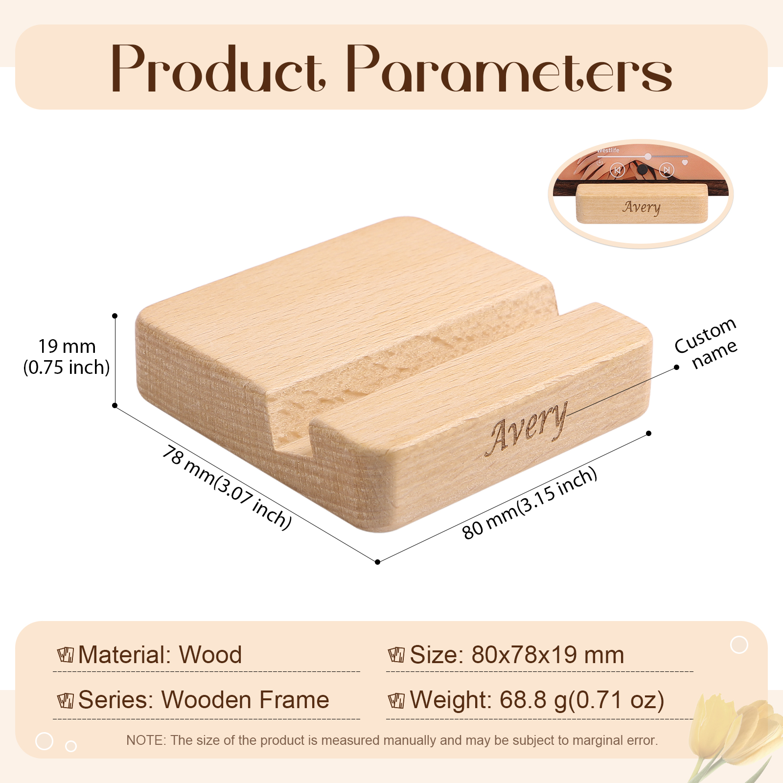 Base de madera para pegatina