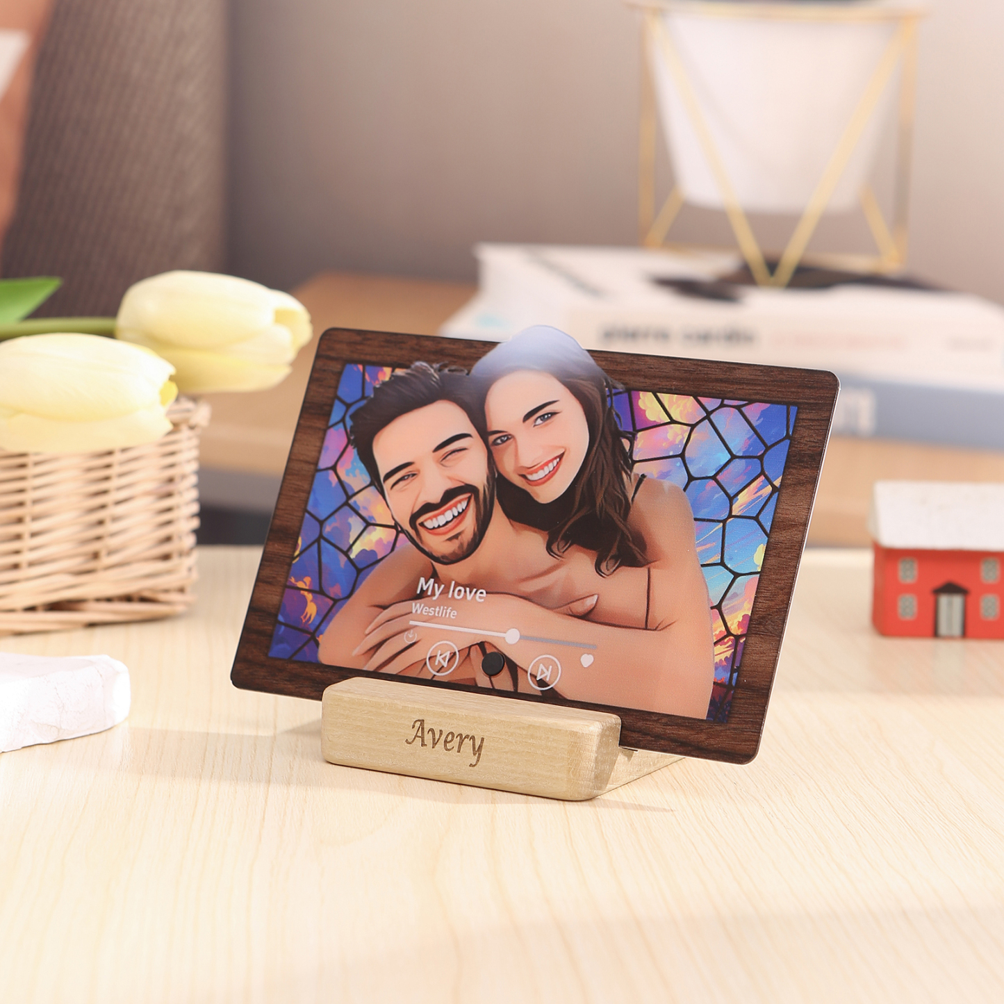 Base de madera para pegatina