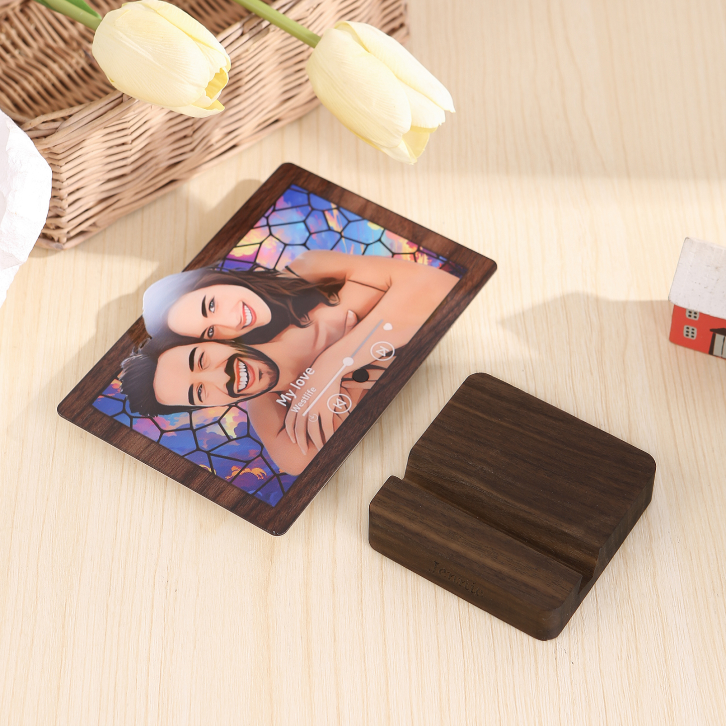 Base de madera para pegatina