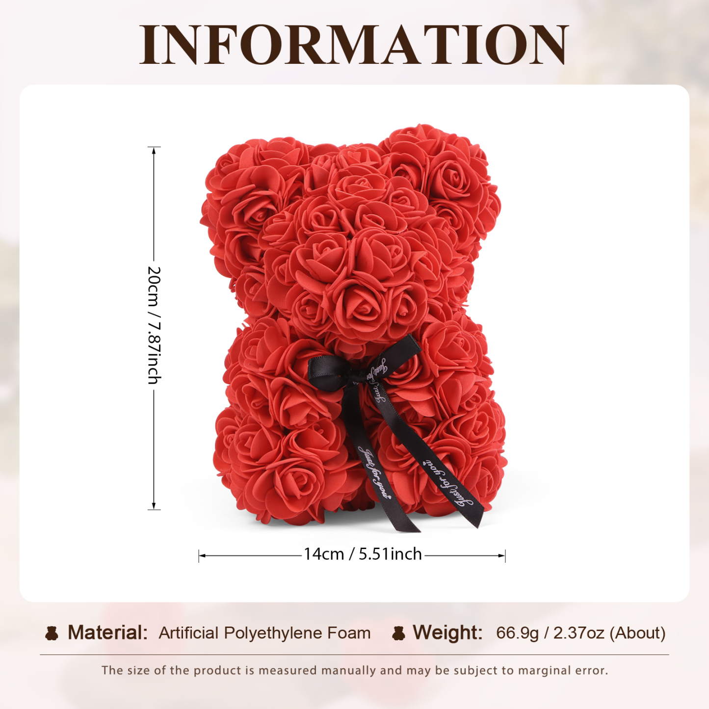 San Valentín-Decoración de oso de rosas