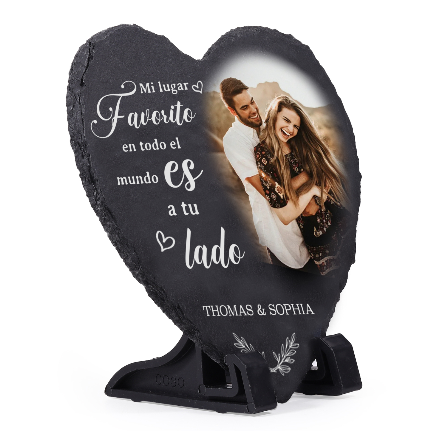 Pareja-Decoración de piedra en forma de corazón para pareja con 2 nombres y foto personalizados | Jessemade