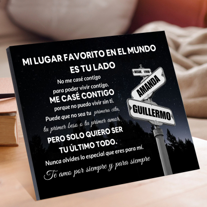 Lámina cartel de dirección marco de madera para pareja personalizado con 2 nombres y año | Jessemade