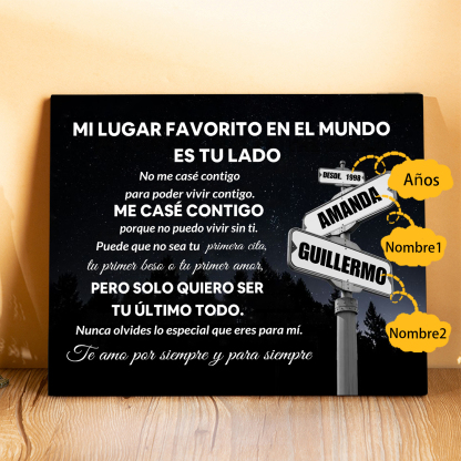 Lámina cartel de dirección marco de madera para pareja personalizado con 2 nombres y año | Jessemade