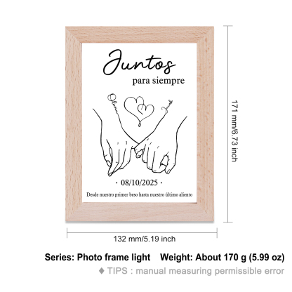 Marco con lámpara meñiques cruzados para pareja 2 nombres y fecha personalizados | Jessemade