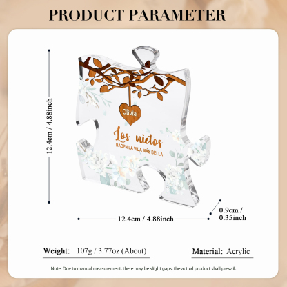 A la familia-Placa de acrílico en forma de rompecabezas árbol de vida y corazones 1-8 nombres personalizados | Jessemade
