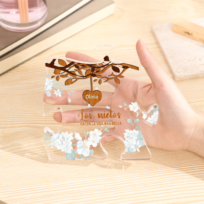 A la familia-Placa de acrílico en forma de rompecabezas árbol de vida y corazones 1-8 nombres personalizados | Jessemade