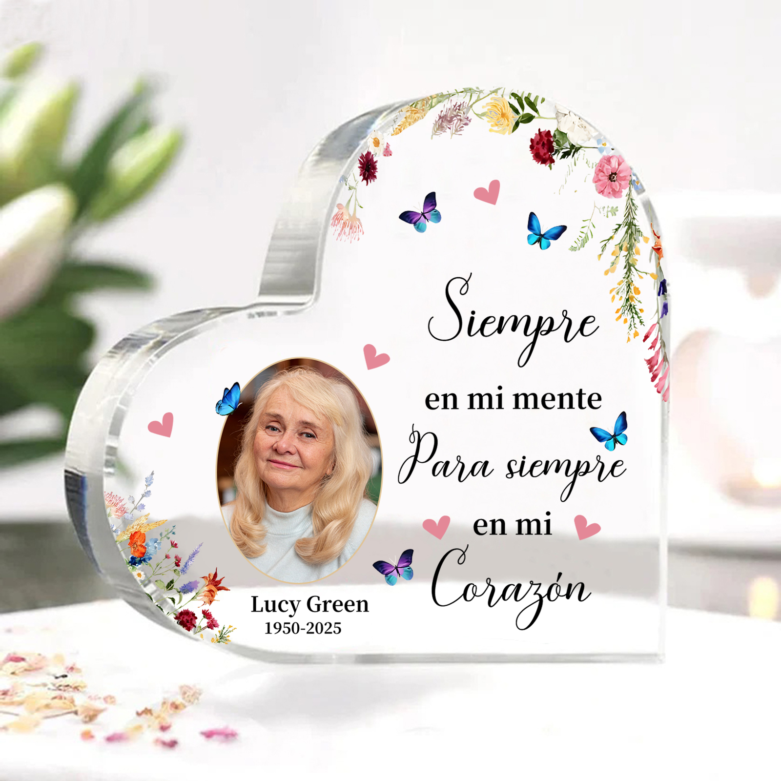Placa de Acrílico Personalizada en Memoria de un Ser Querido con Foto, Nombre y Años | Jessemade ES
