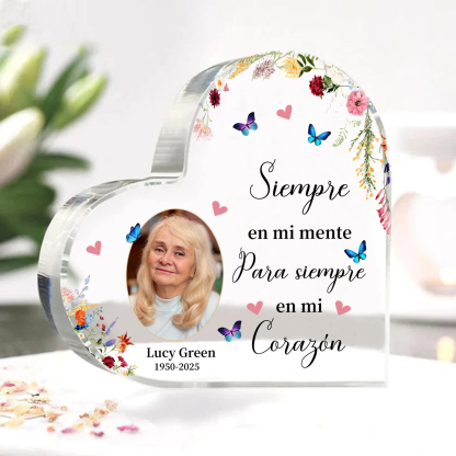 Placa de Acrílico Personalizada en Memoria de un Ser Querido con Foto, Nombre y Años | Jessemade ES