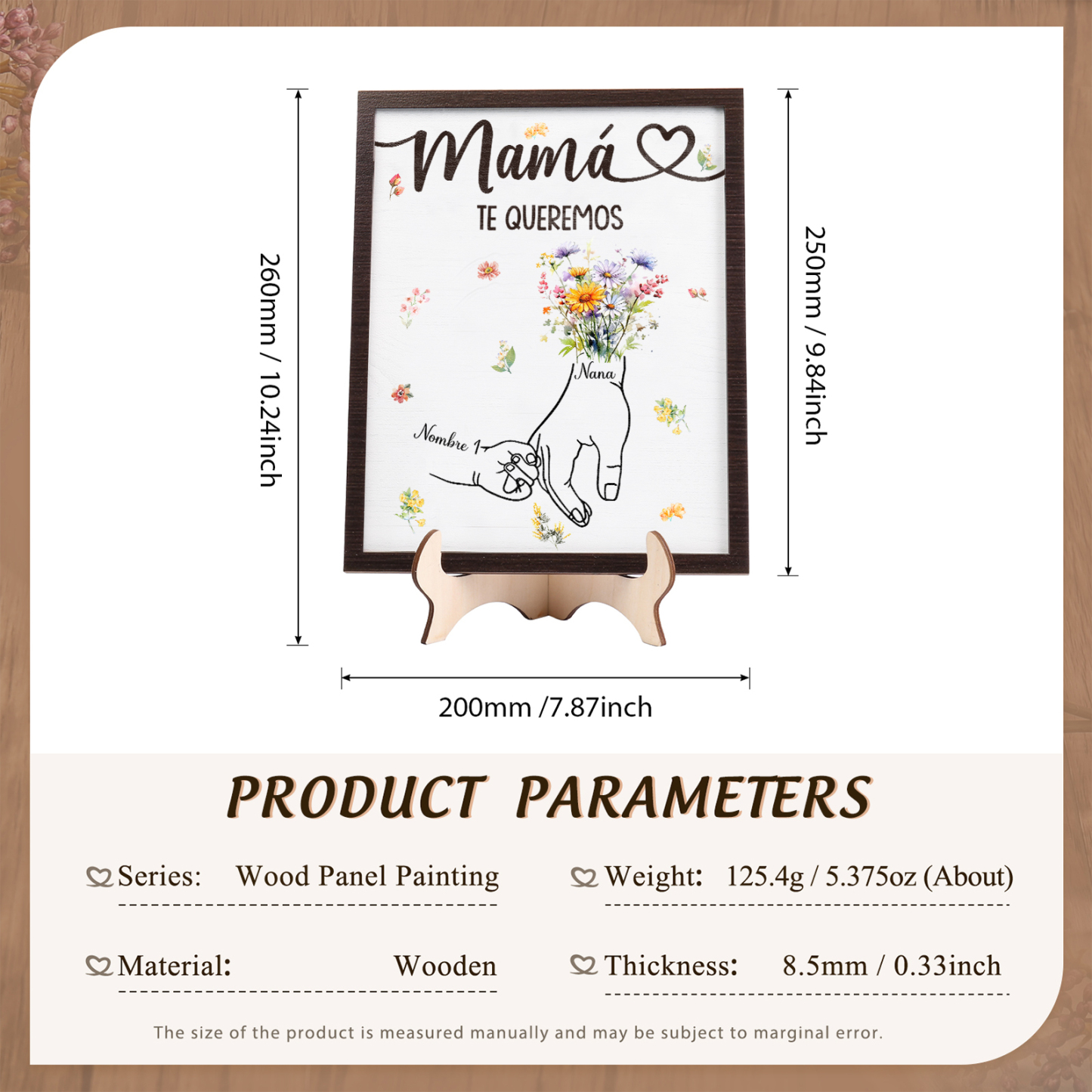 A mi mamá-Adorno 1 nombre y 1 texto personalizados decoración de madera mano con mano | Jessemade