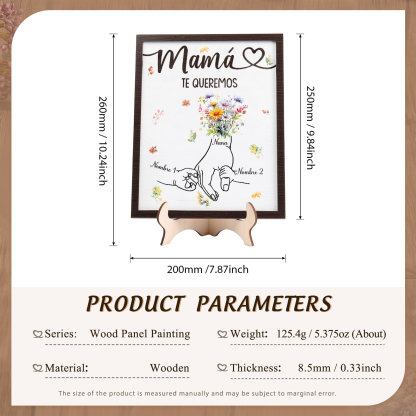 A mi mamá-Adorno 2 nombres y 1 texto personalizados decoración de madera mano con mano | Jessemade