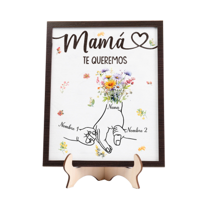 A mi mamá-Adorno 2 nombres y 1 texto personalizados decoración de madera mano con mano | Jessemade