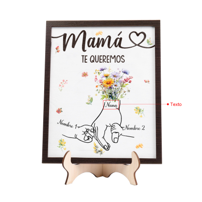 A mi mamá-Adorno 2 nombres y 1 texto personalizados decoración de madera mano con mano | Jessemade