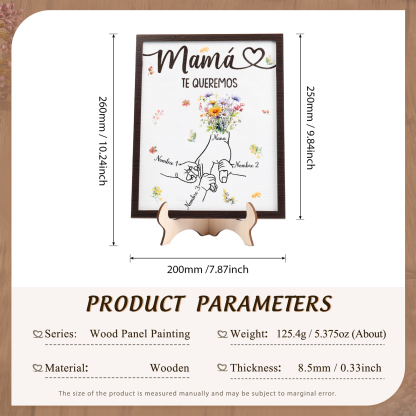 A mi mamá-Adorno 3 nombres y 1 texto personalizados decoración de madera mano con mano | Jessemade