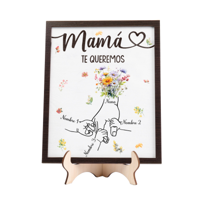 A mi mamá-Adorno 3 nombres y 1 texto personalizados decoración de madera mano con mano | Jessemade