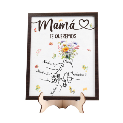 A mi mamá-Adorno 4 nombres y 1 texto personalizados decoración de madera mano con mano | Jessemade