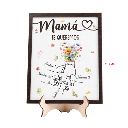 A mi mamá-Adorno 4 nombres y 1 texto personalizados decoración de madera mano con mano | Jessemade