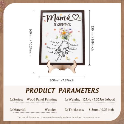 A mi mamá-Adorno 5 nombres y 1 texto personalizados decoración de madera mano con mano | Jessemade