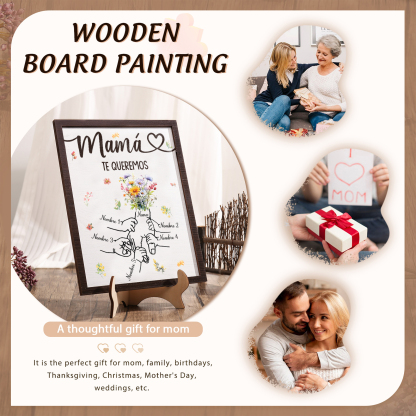 A mi mamá-Adorno 5 nombres y 1 texto personalizados decoración de madera mano con mano | Jessemade