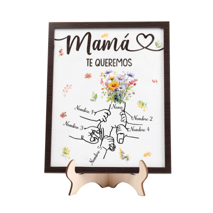 A mi mamá-Adorno 5 nombres y 1 texto personalizados decoración de madera mano con mano | Jessemade