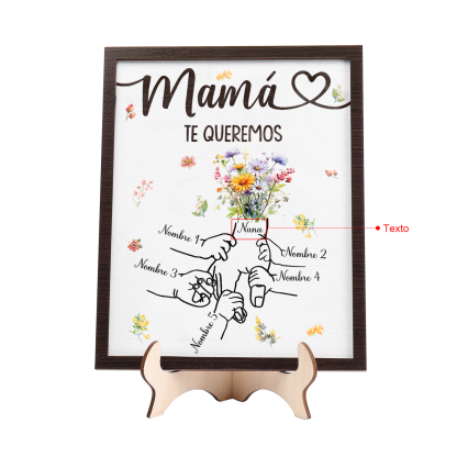 A mi mamá-Adorno 5 nombres y 1 texto personalizados decoración de madera mano con mano | Jessemade