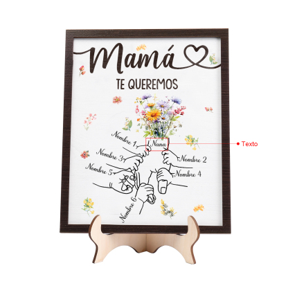 A mi mamá-Adorno 6 nombres y 1 texto personalizados decoración de madera mano con mano | Jessemade