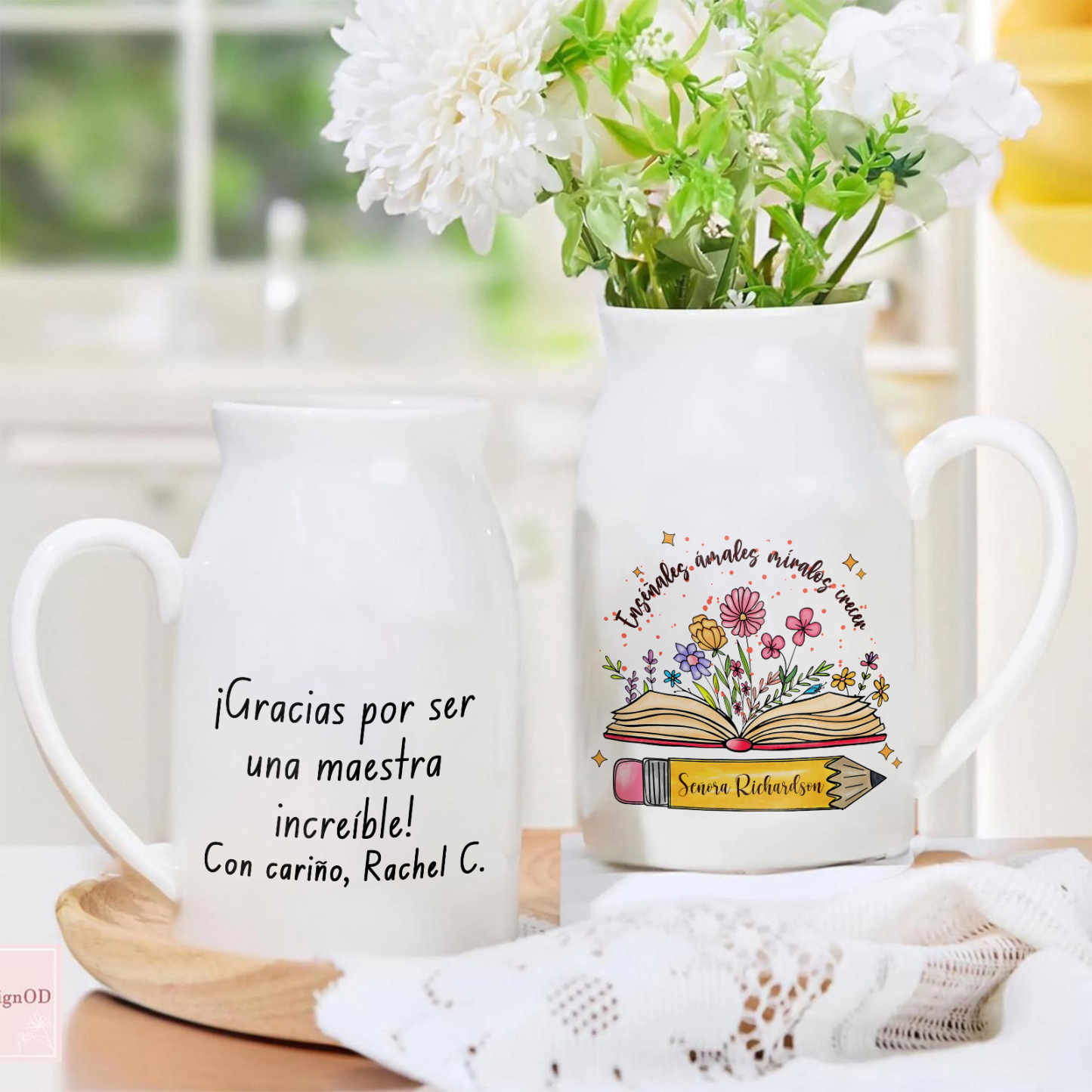 Florero personalizado con texto para graduado – Regalo emotivo para la vuelta a la escuela