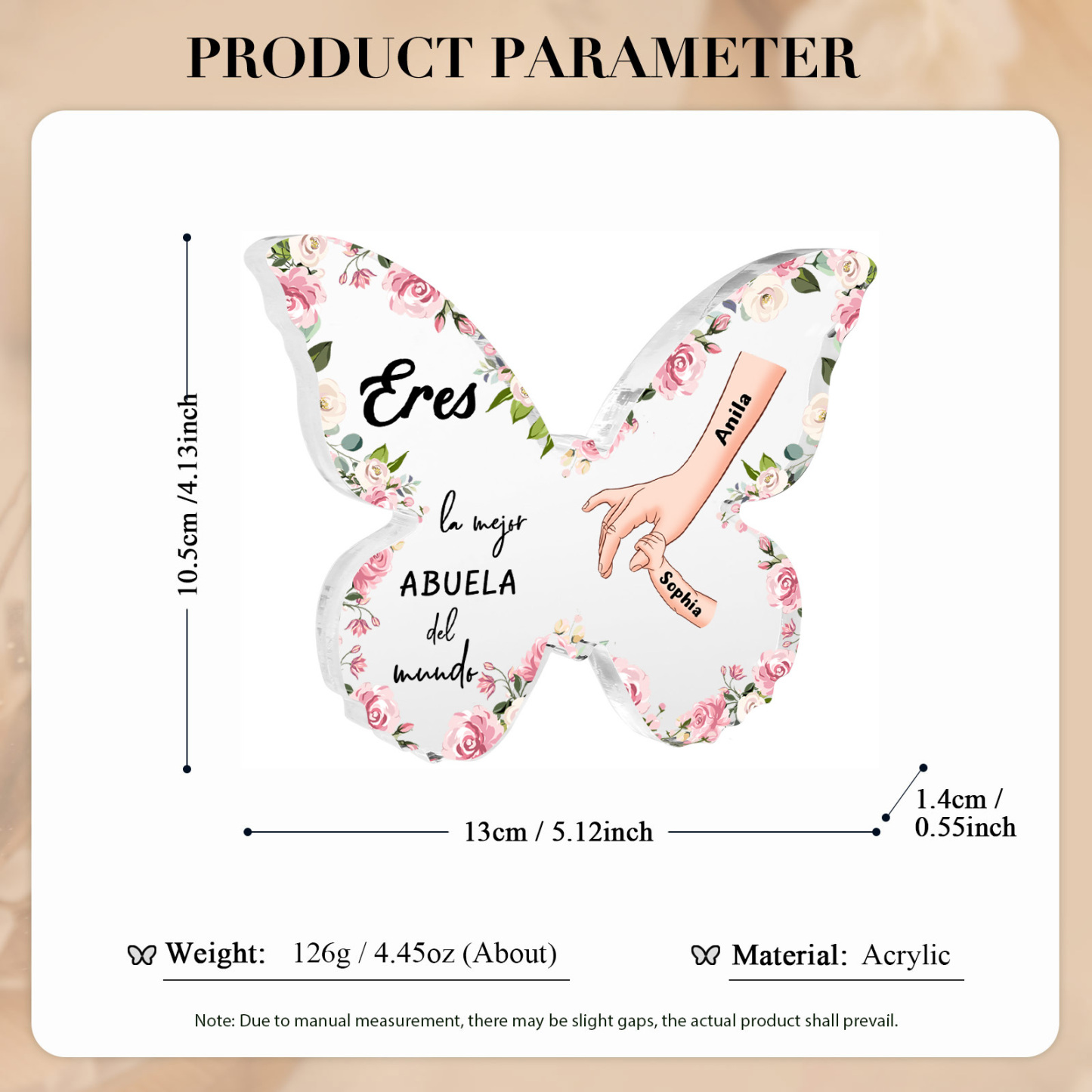 Para abuela - Placa De Acrílico personalizado en forma de mariposa con nombres – Decoración emotiva para el Día de los Abuelos, regalo único para abuela
