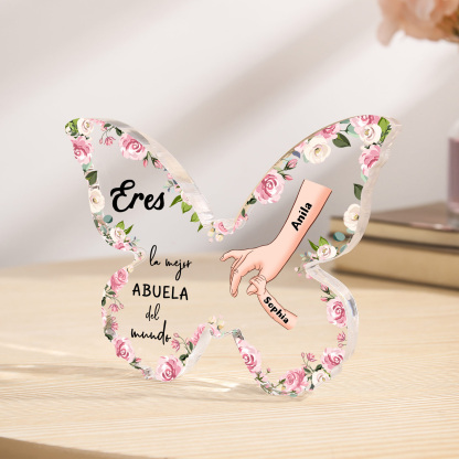 Para abuela - Placa De Acrílico personalizado en forma de mariposa con nombres – Decoración emotiva para el Día de los Abuelos, regalo único para abuela