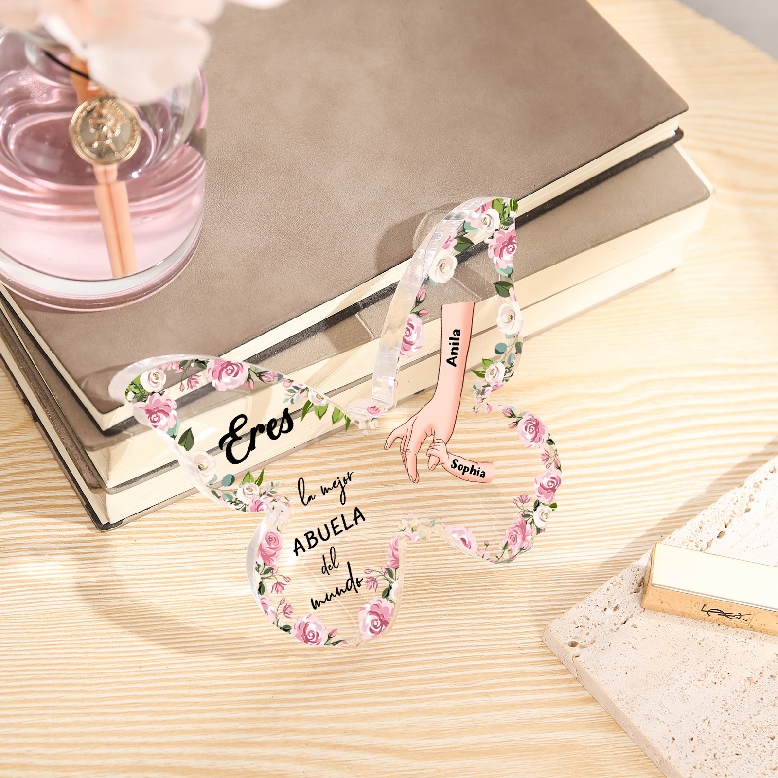 Para abuela - Placa De Acrílico personalizado en forma de mariposa con nombres – Decoración emotiva para el Día de los Abuelos, regalo único para abuela