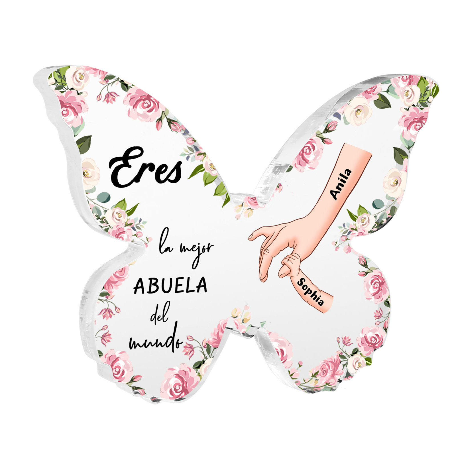 Para abuela - Placa De Acrílico personalizado en forma de mariposa con nombres – Decoración emotiva para el Día de los Abuelos, regalo único para abuela