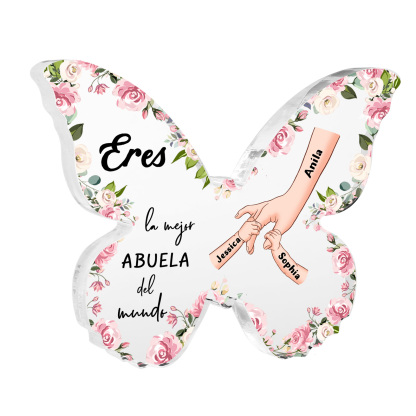 Para abuela - Placa De Acrílico personalizado en forma de mariposa con nombres – Decoración emotiva para el Día de los Abuelos, regalo único para abuela