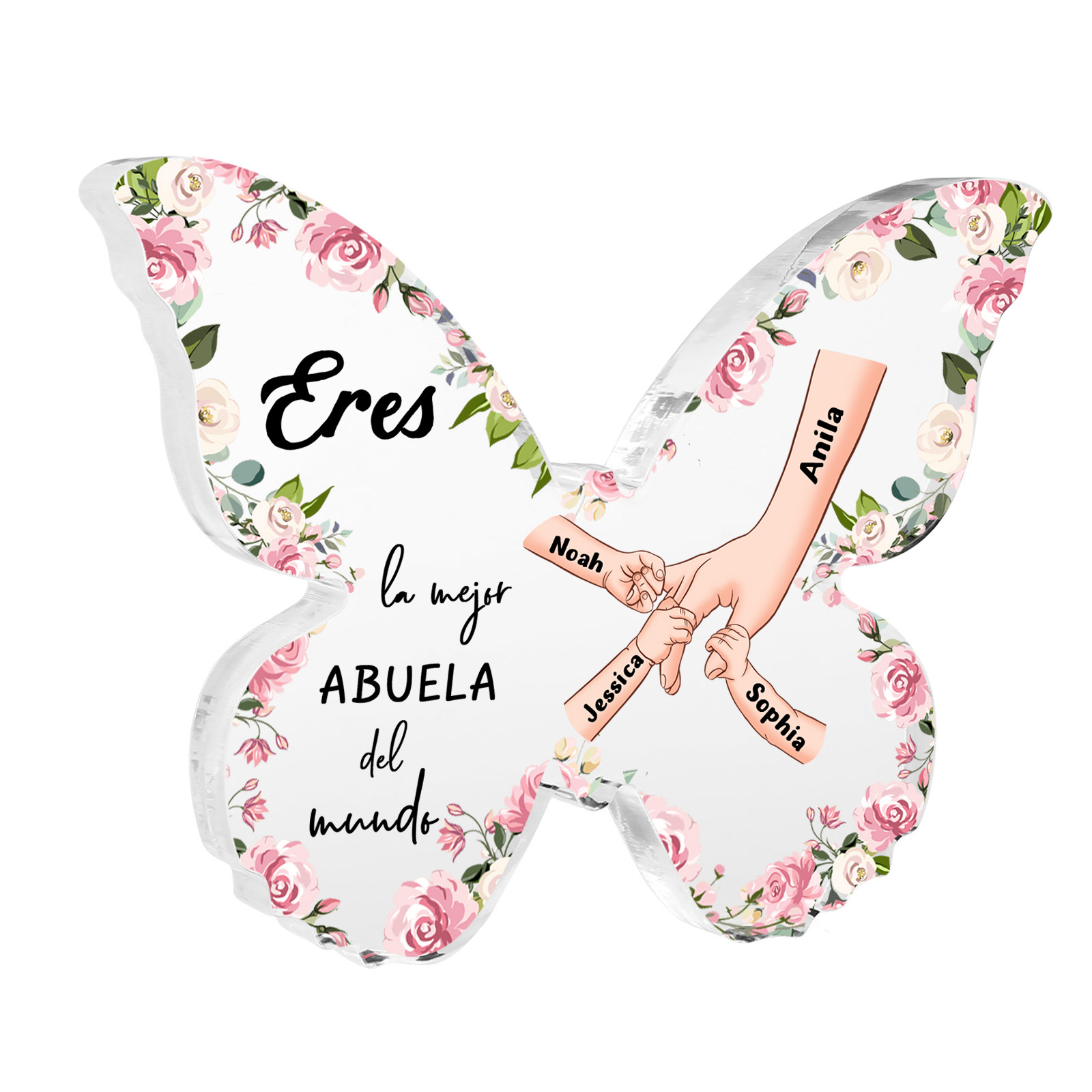 Para abuela - Placa De Acrílico personalizado en forma de mariposa con nombres – Decoración emotiva para el Día de los Abuelos, regalo único para abuela