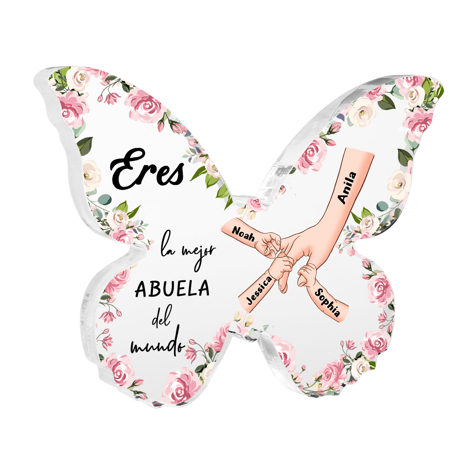 Para abuela - Placa De Acrílico personalizado en forma de mariposa con nombres – Decoración emotiva para el Día de los Abuelos, regalo único para abuela