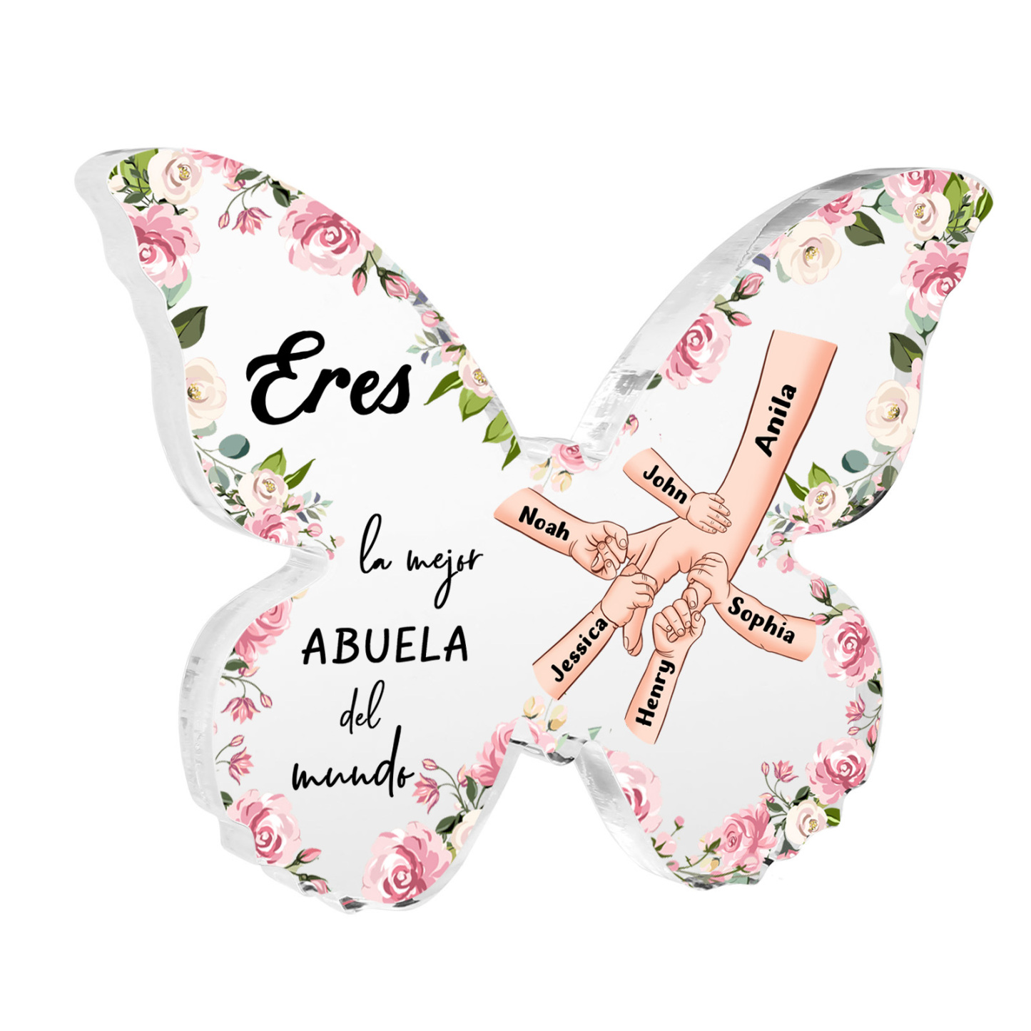 Para abuela - Placa De Acrílico personalizado en forma de mariposa con nombres – Decoración emotiva para el Día de los Abuelos, regalo único para abuela