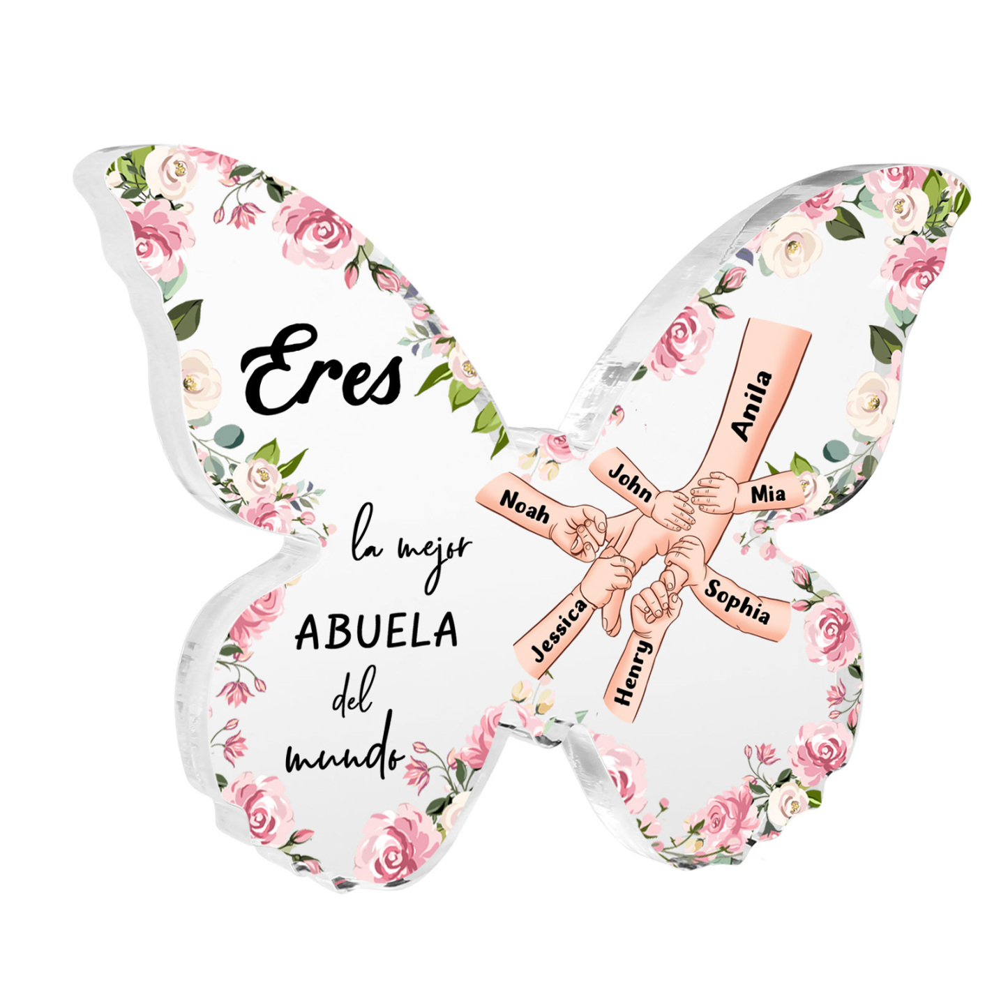 Para abuela - Placa De Acrílico personalizado en forma de mariposa con nombres – Decoración emotiva para el Día de los Abuelos, regalo único para abuela