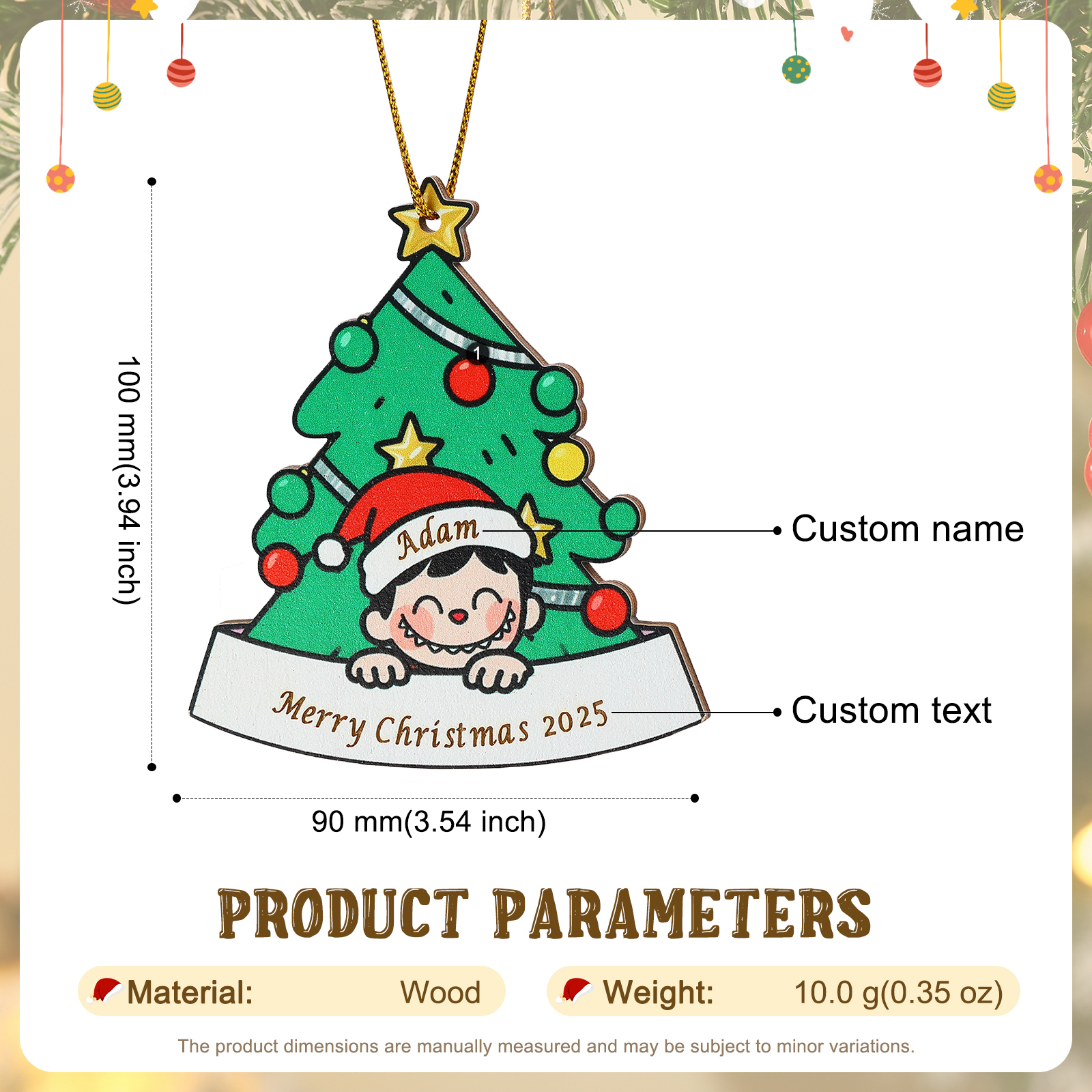 Adorno familiar personalizado para el árbol de Navidad 2025