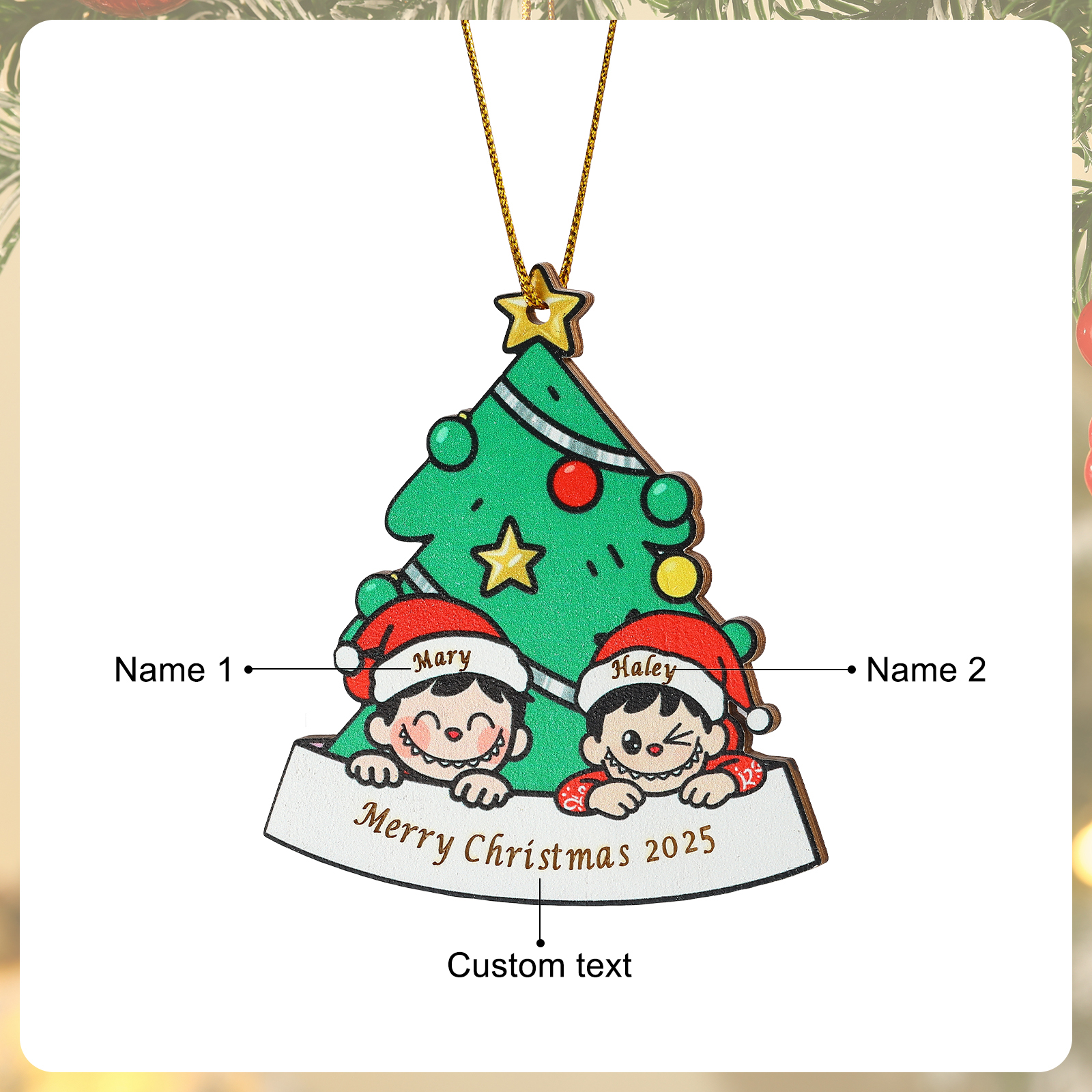 Adorno familiar personalizado para el árbol de Navidad 2025
