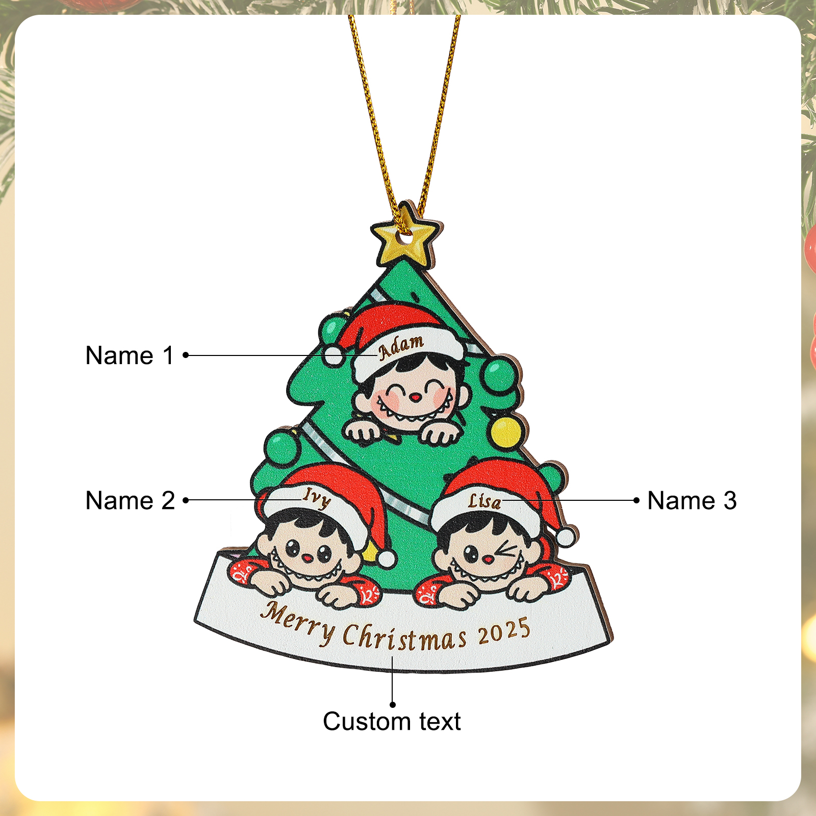 Adorno familiar personalizado para el árbol de Navidad 2025