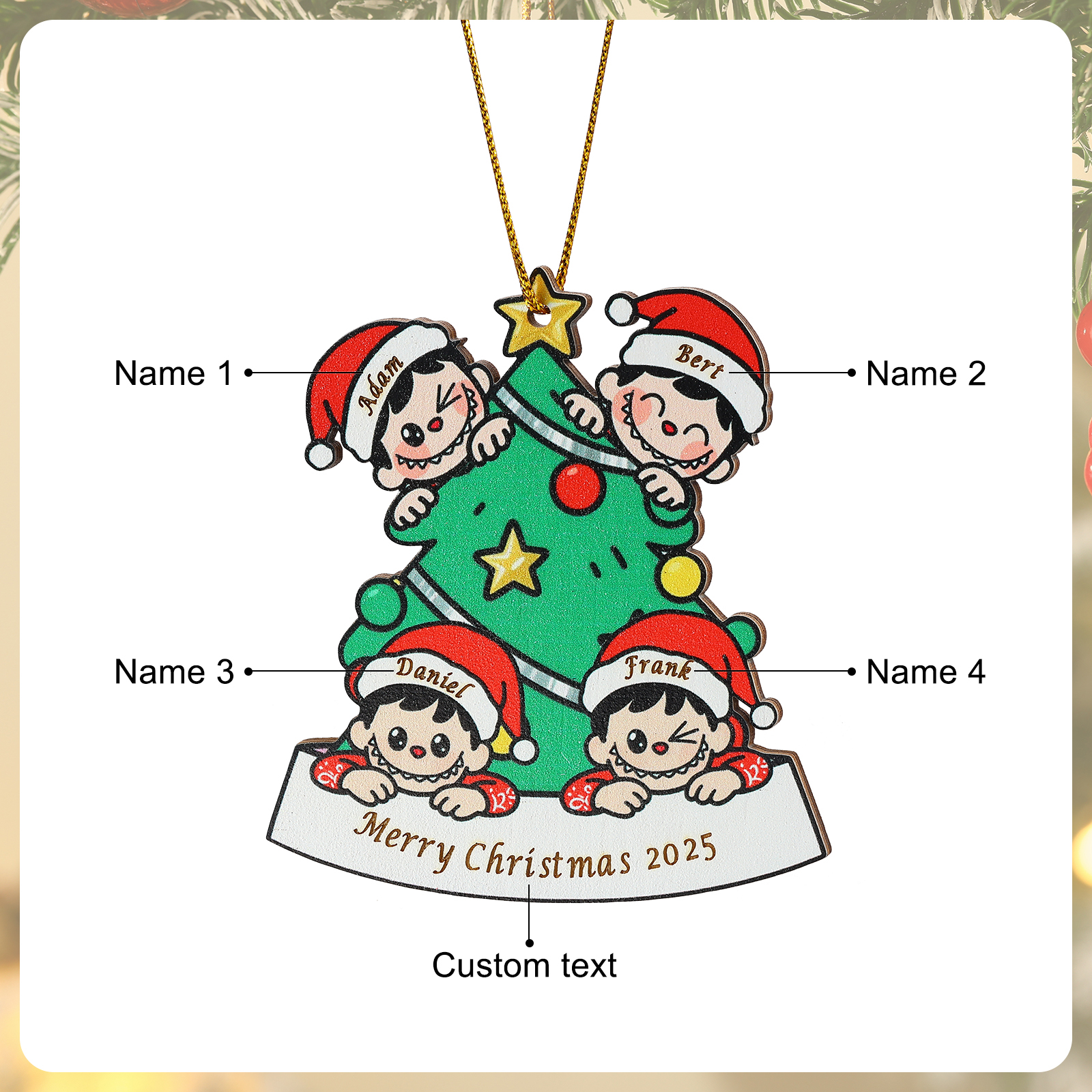 Adorno familiar personalizado para el árbol de Navidad 2025