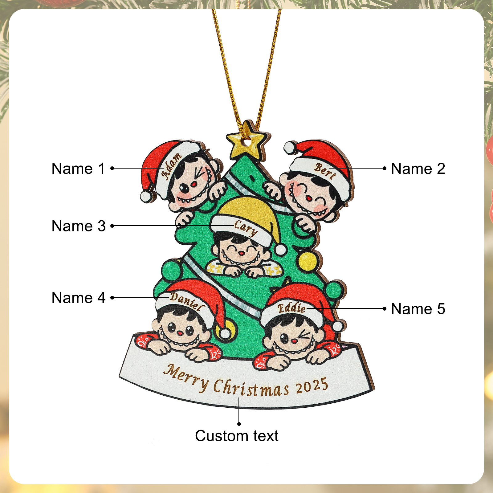 Adorno familiar personalizado para el árbol de Navidad 2025