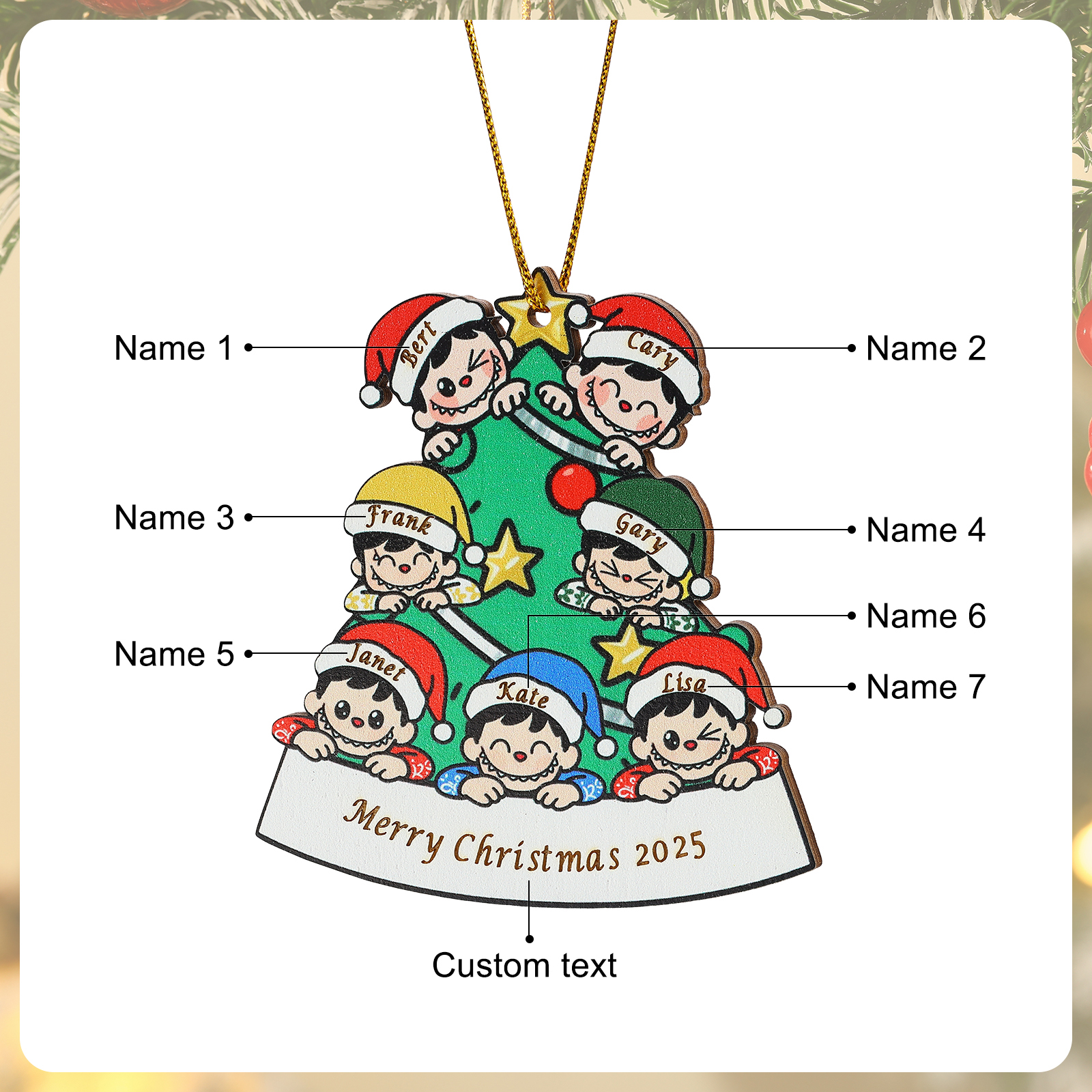 Adorno familiar personalizado para el árbol de Navidad 2025